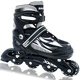 Adjustable Inline Skates for Kids and Teens Ages 4-16, All 8 Wheels of Inline Roller Skates Light Up, Safe and Fun Illuminating for Outdoor Indoor Sports