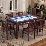 Coperat 63" x 39" Board Game Table with Led Lights for 4-6 Players, Dining and Gaming Table Includes Game Mat, 6 Cup Holders & Hobby Trays