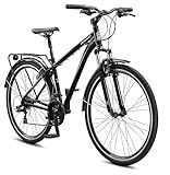 Schwinn Discover 2 Hybrid Bike, 700c Mens and Womens Bike, 21-Speed Hybrid Bicycle, Alloy Frame, Suspension Fork, Front and Rear Linear Pull Brakes, Adult Bicycle