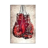 XDTIOPIMY Red Boxing Gloves Vintage Home Gym Decor Posters Wall Art Decor Poster Canvas Painting for Living Room Bedroom office 1 PC Unframed 12x18 Inch