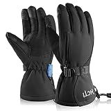 MCTi Waterproof Mens Ski Gloves Winter Warm 3M Thinsulate Snowboard Snowmobile Cold Weather Gloves Black Large