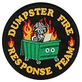 XMJY Dumpster Fire Response Team Patch, Funny Hook and Loop Patches, Full Embroidery Animals Appliques for Backpacks, Trucker Hats, Dog Harnesses, Vests, Jackets