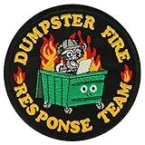 XMJY Dumpster Fire Response Team Patch, Funny Hook and Loop Patches, Full Embroidery Animals Appliques for Backpacks, Trucker Hats, Dog Harnesses, Vests, Jackets