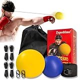 Zspedtime Boxing Reflex Ball Set - 2 Sizes PU Foam Speed Ball with Adjustable Headband, Anti-Rust S-Clips & Extra Strings | Hand Pain-Free Training for Reflex, Agility, Stress Relief (Yellow & Blue)