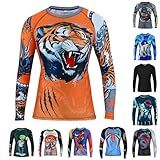 Roar BJJ Kid's MMA Rash Guard Training No-Gi and Gi Jiu Jitsu Rashguard MMA Grappling Compression Shirts Wrestling (US, Alpha, X-Small, Regular, Tiger-Dragon)