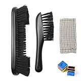 MoyanSuper Billiards Pool Table Cleaning Kit with 9'' Billiard Rail Brush, Corner Brush, Cue Shaft Slicker Cleaner, and Cue Chalk - Essential Complete Pool Table Accessories Set(Black)