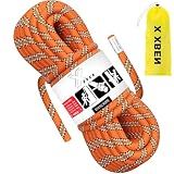 X XBEN Rock Climbing Rope, Static UIAA Mountain Climb Ropes, 10.5MM 64FT Green Mountaineering Climbing Gear for Rescue, Hiking, Outdoor and Indoor
