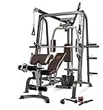 Marcy Power Cage, 1900 lbs Multi-Functional Smith Machine Cage System for Home Gym Training, with Leg Developer, Press Bar, and Squat Rack, Silver