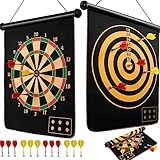 BATURU Magnetic Dart Board for Kids, Teens, Adults, Double-Sided Roll-Up Dart Board Games for Kids Age 3-18 with 12 Strong Magnetic Darts, Indoor Outdoor Boys Toys for Backyard, Gifts for Teen Boys