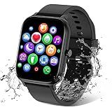 Smart Watch for Men Women Compatible with iPhone Samsung Android Phone 1.69 inch Full Touch Screen IP68 Waterproof Bluetooh Fitness Tracker Heart Rate/Sleep Monitor (Black)