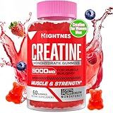 Creatine Monohydrate Gummies for Men & Women - Creatine Pre-Workout Gummies with Taurine & Vitamin B6 B12 for Maximum Strength, Muscle, Energy, Endurance & Focus, Organic, Vegan-60 Count