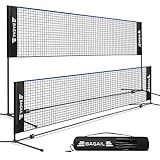 BAGAIL Badminton Net, Foldable Sports Net 10 FT/ 14 FT/ 17 FT Wide, Height Adjustable Net Set with Carry Bag for Tennis, Pickleball or Pool Volleyball - 10ft, Blue
