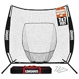 7'x7' Baseball Practice Net with Steel Frame for Batting, Hitting and Pitching, Portable Softball Net for Batting with Carrying Bag