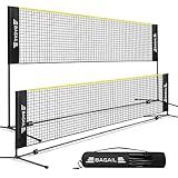 BAGAIL Badminton Net, Foldable Sports Net 10 FT/ 14 FT/ 17 FT Wide, Height Adjustable Net Set with Carry Bag for Tennis, Pickleball or Pool Volleyball - 10ft, Yellow