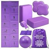 ViraAxis Foldable Yoga Mat and Blocks Set for Women with 2 Pack Yoga Blocks and Strap,Thin Non Slip Pilates Mat with Bag, Home Workout Equipment Essentials Starter Kit for Beginners Full Body Toning