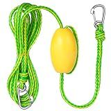 Obcursco Sand Anchor Line & Drift Sock Rope with Floating Marker Buoy, High Visibility Marine Tether with 316 Stainless Steel Clips for Jet Ski, PWC, Kayak, Floating Water Mat (12-20FT)