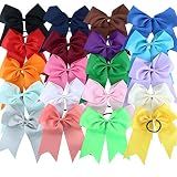 Hipcheer 20pcs 8" Large Cheer Bows for Girls, Hand-made Grosgrain Ribbon Hair Accessories for Teen Girls Softball Cheerleader Sports (Multi-colored(Pack of 20))