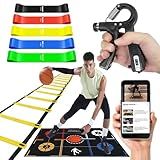 HouzeFun Basketball Training Equipment, Dribble Trainer, Footwork Training, Training Aids with Basketball Training Mat,Agility Ladder,Hand Grip Strengthener,Resistance Bands