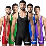 Exxact Sports Plain Men's Wrestling Singlet, High Performance Powerlifting Singlet Wrestling Singlets for Men - (Black, AM)