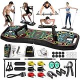 LALAHIGH Portable Home Gym System: Large Compact Push Up Board, Pilates Bar & 20 Fitness Accessories with Resistance Bands Ab Roller Wheel - Full Body Workout for Men and Women, Gift for Boyfriend