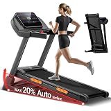 UMAY Fitness Treadmill with 20-Level 0%/20% Auto/Manual Incline, Treadmills for Home Folding with Pulse Sensors, 300-400LBS Capacity, 3.0-4.0HP Quiet Brushless, Max 8.7 MPH