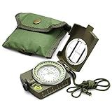 Eyeskey Tactical Survival Compass with Lanyard & Pouch | Waterproof & Impact Resistant | Lensatic Sighting Compass for Hiking (Green)