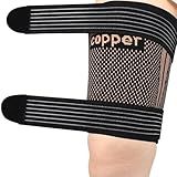 kyopyno Hamstring Compression Sleeves with Adjustable Straps - Copper Infused Thigh Sleeve Support for Running Recovery & Sports - Thigh Brace for Men & Women