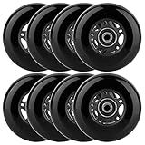 WHEELCOME Inline Skate Wheels Outdoor & Indoor Blade Roller Skate Wheels 85a Roller Hockey Wheels w/Bearings ABEC-9 for Scooter Luggage Repair, 64mm 70mm 72mm 76mm 80mm Dia, 8-Pack (Black, 80mm)