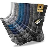 Niorasen Men's Cotton Crew Work Socks, 5 Pairs Cushioned Boot Socks, Moisture Wicking Athletic Socks for Hiking Sports Running 10-13 (Multicolor)