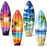 JellyArch 4 Pcs Summer Inflatable Surf Board 36 Inch Inflatable Luau Hawaiian Pool Party Decorations Beach Sunset Blow up Palm Tree Tropical Surfboard for Wall Beach Party Birthday Decoration