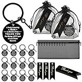 Yinkin 36 Pcs Employee Appreciation Gifts Thank You Coworker Keychain Gifts with Organza Bags and Thank You Cards(Black)