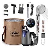 BSEED Portable Shower for Camping with Immersion Water Heater, 8000mAh Rechargeable Camping Shower with Large Capacity Foldable Bucket, Outdoor Shower for Hiking RV, Travel, Pet Bath, Car Washing