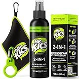 MR. KICS Basketball Shoe Grip Spray - Anti Slip Traction for Court Shoes, Shoe Grip Enhancer - 2-in-1 Cleaner with Microfiber Towel, Backpack Clip - Volleyball, Pickleball, Tennis, Badminton