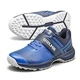 SOLM8 S8 Cricket Shoes - Rubber Spikes Professional Cleats for Outdoor Turf and Field Sports Gel Cushioned Insole (2025 Edition) Blue Navy