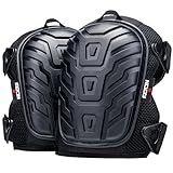NoCry Professional Gel Knee Pads for Work with Soft Foam and Gel Cushion — Heavy Duty Cap, Reinforced Adjustable Straps, Military Grade Rivets and Built-in Hang Loops — Perfect for Construction