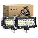 Nilight 18022C-B 6.5Inch 2PCS 6.5 Inch 120W Spot & Flood Combo Bar Driving Waterproof Led Work Light Triple Rows Off-Road Truck Car ATV SUV Jeep Cabin Boat, 2 Years Warranty