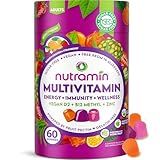 NUTRAMIN Daily Vegan Keto Multivitamin Gummies Non-GMO Natural Vitamin C D + Zinc for Immunity, Plant-Based, Sugar-Free, Nut-Free, Gluten-Free, Biotin, Vitamin A, B, B6, B12 60 Ct, 30 Days (60 Count)