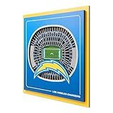 YouTheFan Officially-licensed NFL Los Angeles Chargers Stadium Series 3D Wall Art - multi-layer team stadium replica, detailed sports fan gift, indoor decor