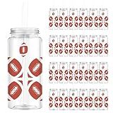 24 Pack 14.2 Oz Football Cups Tumbler Party Favors Plastic Cups with Lid and Straw Bulk, Football Party Favors for Team Gifts Bottles Drink Cup Sports Themed Supplies Birthday for Water Juice Soda