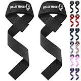 TECEUM Fit Lifting Wrist Straps with Neoprene Padding Support – Black – Beast Mode – Heavy Duty Wrist Workout Straps For Men and Women – Ideal for Powerlifting, Strength Training, Bodybuilding