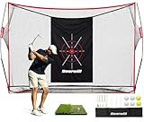 Golf Net,10x7ft Heavy Duty Golf Practice Nets with Mat for Indoor Outdoor