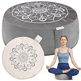 Hihealer Meditation Cushion, Traditional Tibetan Meditation Pillow Velvet Cover - Large Floor Cushion Seating for Adults - Yoga Buckwheat Bolster for Women、Moms