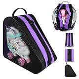 flintronic Roller Skate Bag, Ice Skate Bag, Breathable Ice Skating Bags with Adjustable Shoulder Strap and Top Handle, for Storage Quad, Inline and Most Roller Skates (Purple)