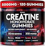 Creatine Monohydrate Gummies Complex 5000 MG for Men & Women, Preworkout Gummy with BCAA, L-Carnitine, Taurine & Vitamin B12 for Muscle Growth, Strength & Energy Support , Flavored and Chewable