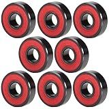 608RS Bearing, 8x22x7mm ABEC-9 Red Sealed with Grease Ball Bearings, High Speed 608-2RS for Skateboard (Pick of 8 Pcs)