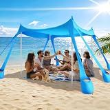 Beach Tent Sun Shelter 10x10FT, UPF 50+ Beach Shade Canopy with 8 Sandbags