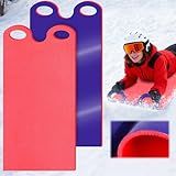 Upgrade Thickened Snow Slider Mat - 2 PCS, Flexible Snow Sled Flying Carpet, Roll up Sleds for Adults 54" x16.5'' Lightweight Plastic Snowboard Sled with Handles