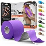 Kinesiology Tape - Waterproof Athletic Sports Tape for Knee, Shoulder, Arm & Back Support | 3-5 Day Adhesion, Hypoallergenic & Latex-Free + Taping Guide (Uncut, 2"x16.4ft Roll, Indigo Purple)