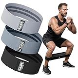 Tribe Lifting Resistance Bands for Working Out - 3 Pack Fabric Workout Bands for Women and Men - Booty Bands for Legs and Glute - Non Slip Exercise Bands Set for Squat Hip Thigh (Gray)
