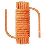 NorthPada 3/8 in x 16 ft Practice Rope for Rock Climbing, Knot Tying, Swing, Tree Cutting, Rappelling, Reflective Orange